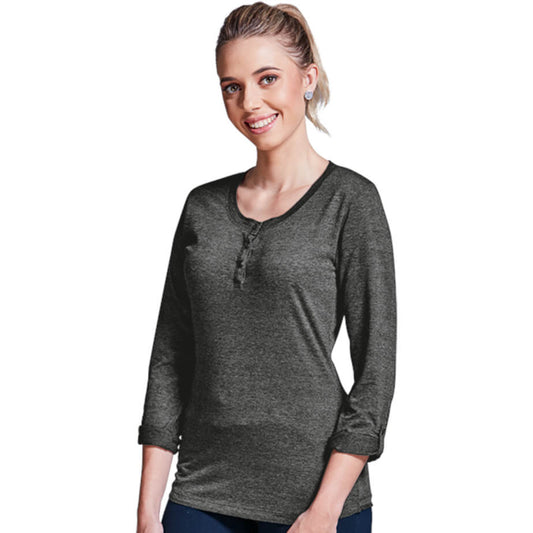 Ladies 145g Henley Long Sleeve T-Shirt