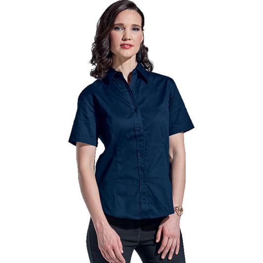 Ladies Brushed Cotton Twill Blouse Short Sleeve