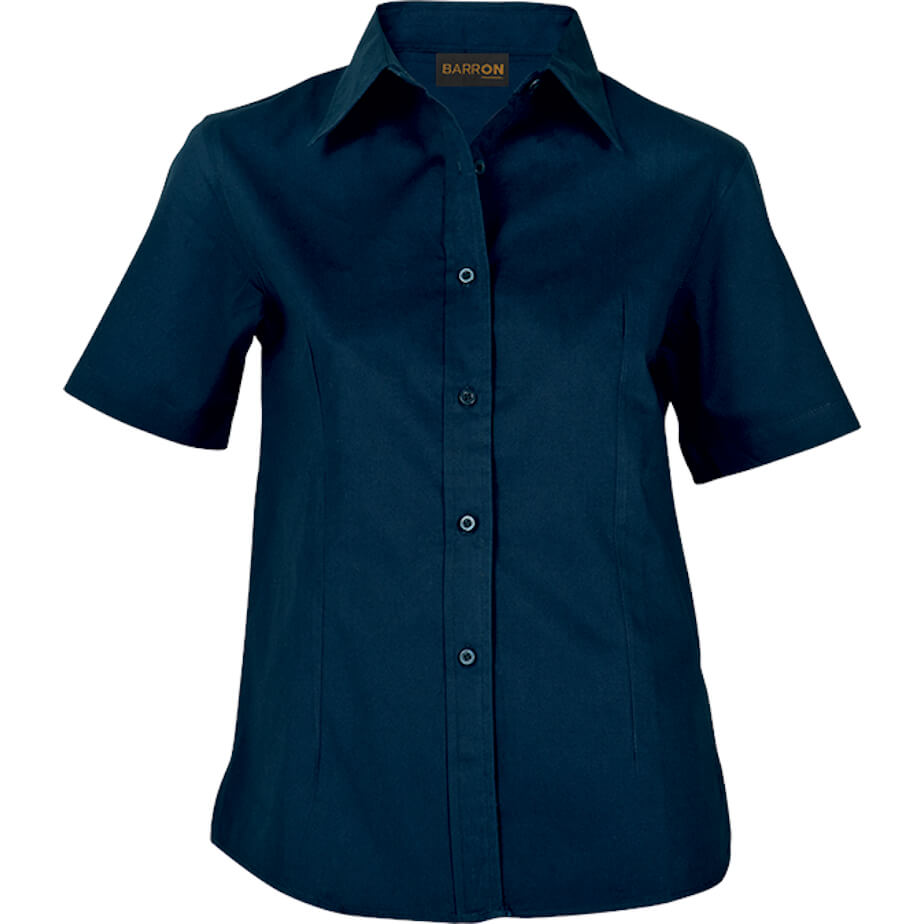 Ladies Brushed Cotton Twill Blouse Short Sleeve