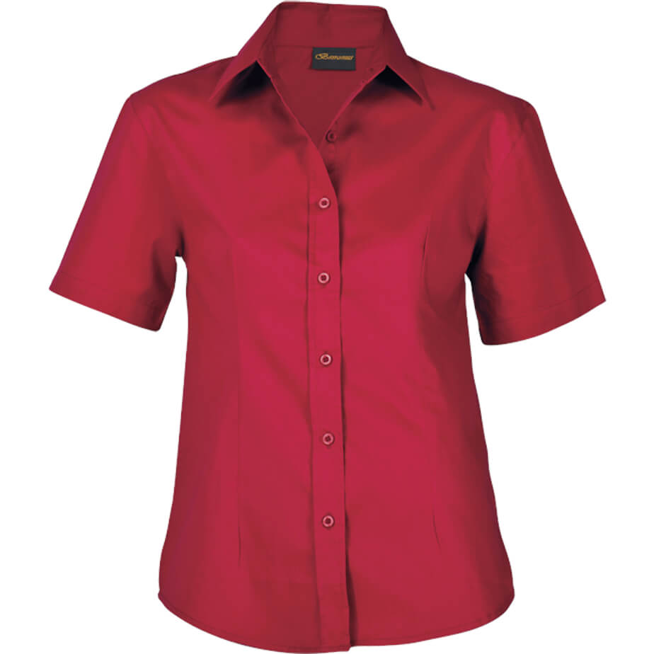 Ladies Brushed Cotton Twill Blouse Short Sleeve