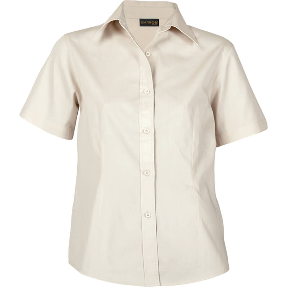 Ladies Brushed Cotton Twill Blouse Short Sleeve