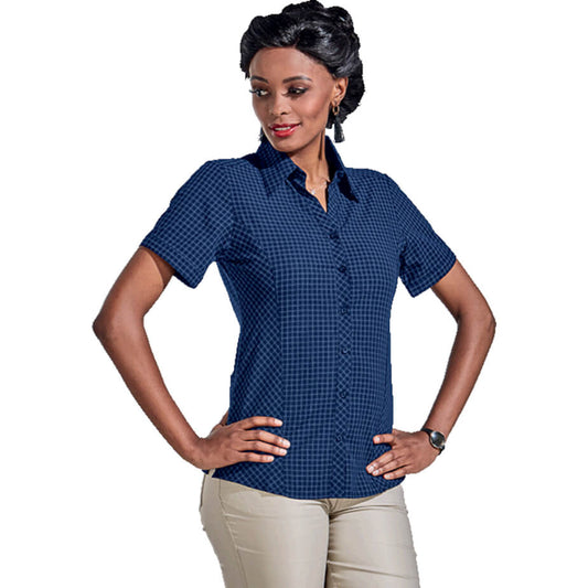 Ladies Pioneer Check Blouse Short Sleeve