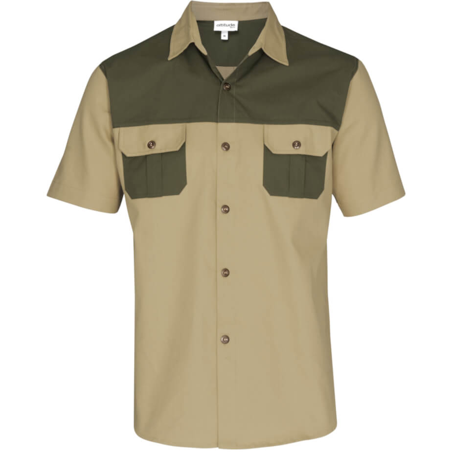 Men's Short Sleeve Serengeti 2-Tone Bush Shirt