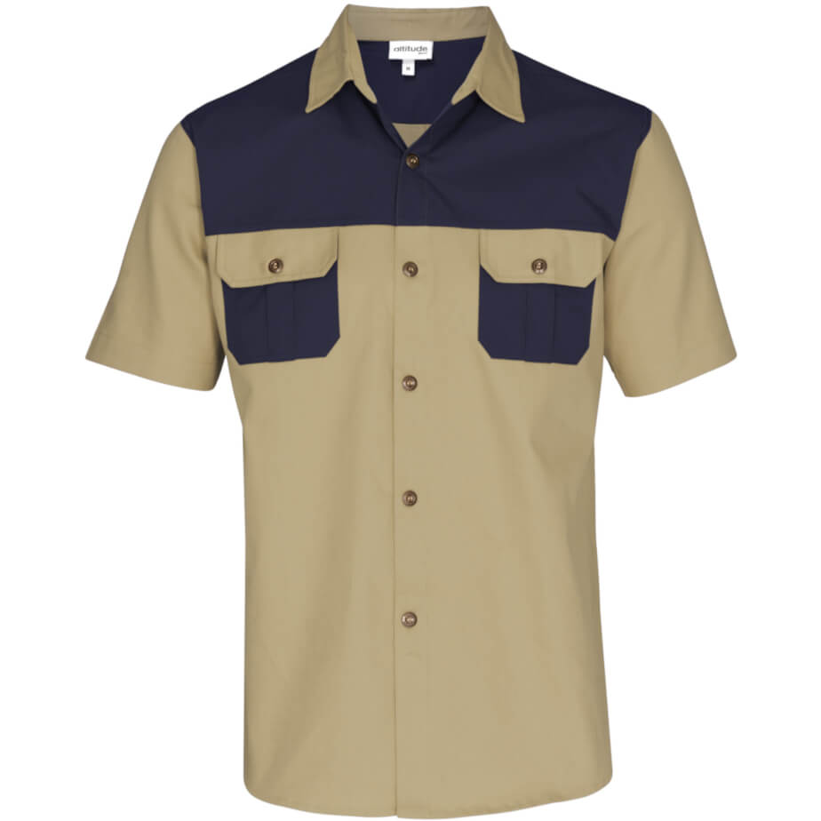 Men's Short Sleeve Serengeti 2-Tone Bush Shirt