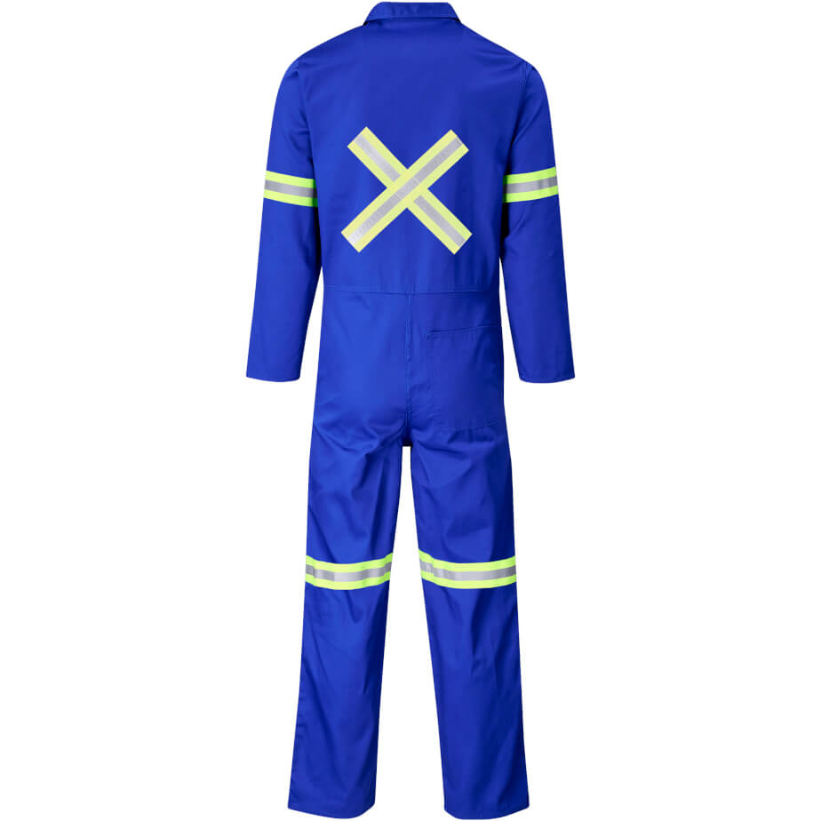 Safety Polycotton Boiler Suit - Reflective Arms Legs & Back - Yellow Tape